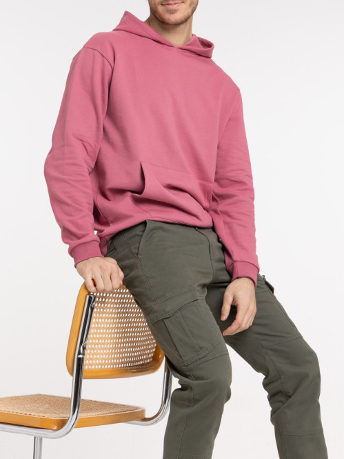 Sweat à capuche rose violine homme