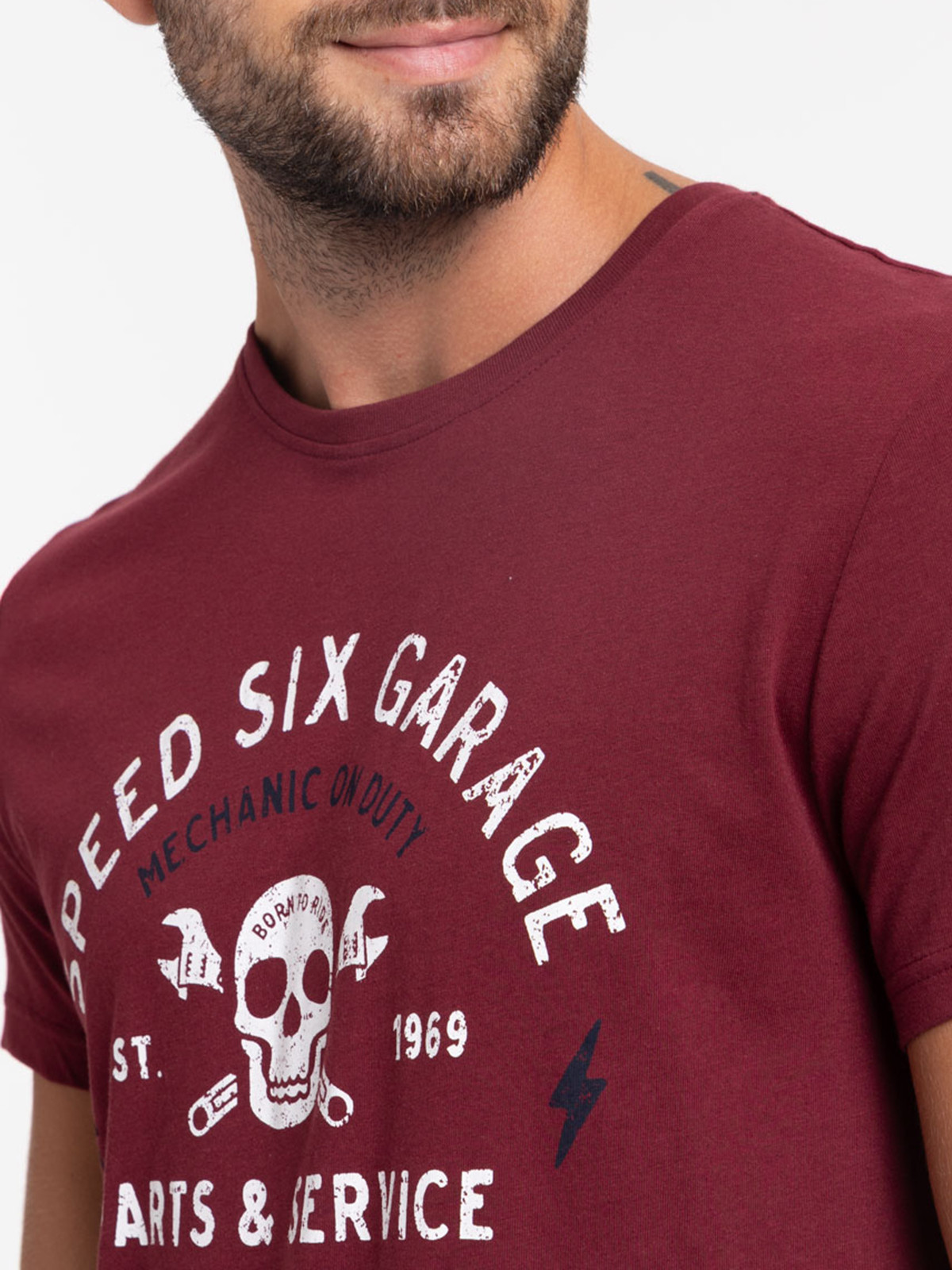 T-shirt imprimé bordeaux foncé homme