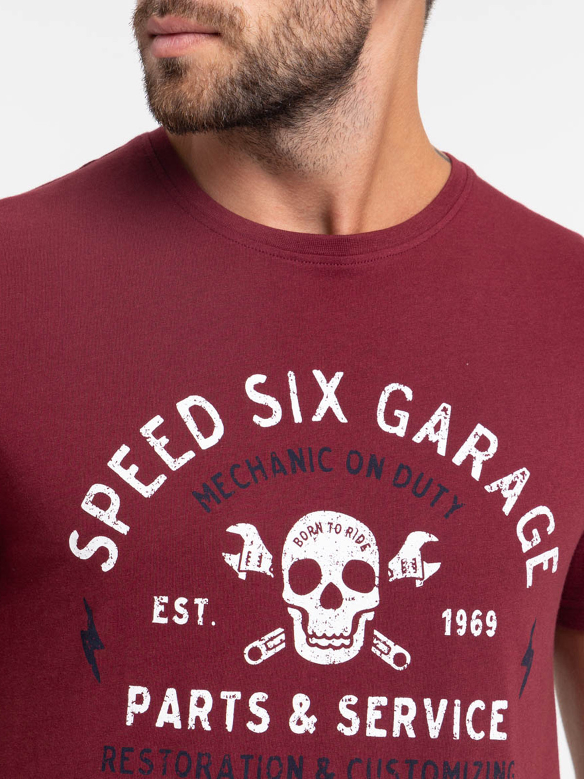 T-shirt imprimé bordeaux foncé homme