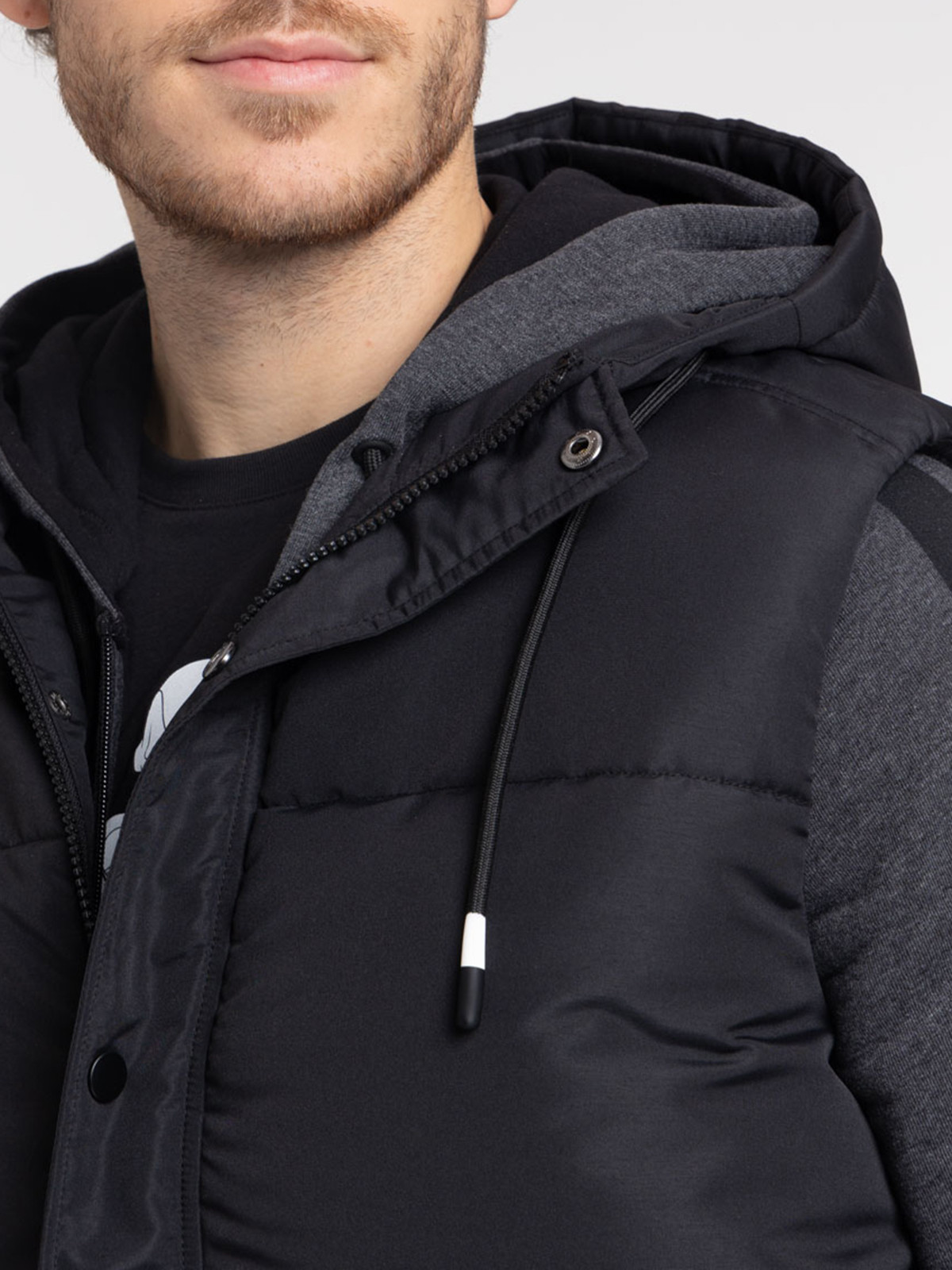 Veste capuche noire sans manches homme