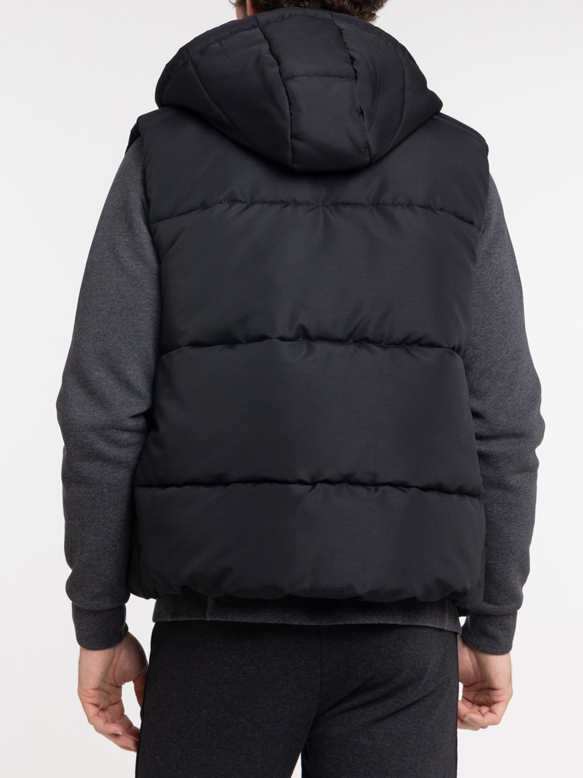 Veste capuche noire sans manches homme