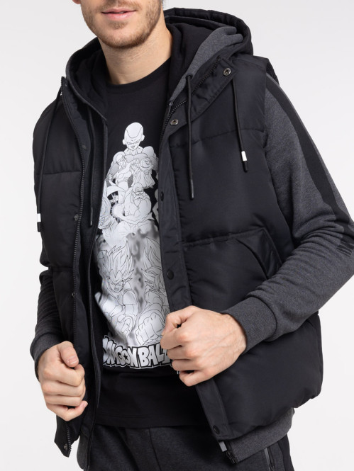 Veste capuche noire sans manches homme