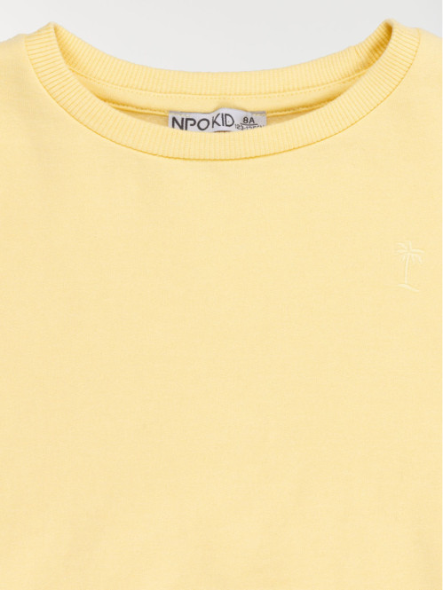 Sweat uni motif garçon (3-12A)