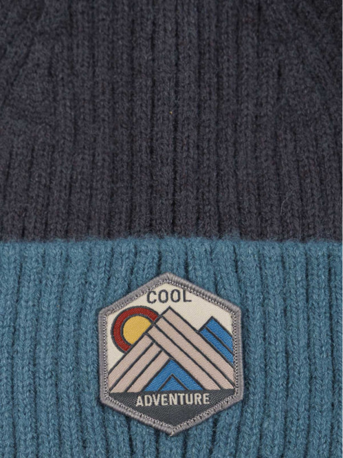 Bonnet tricolore pompon garçon