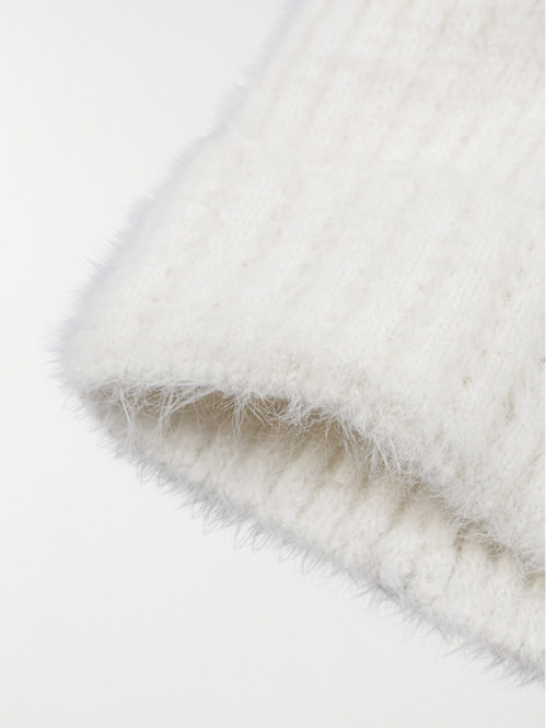 Bonnet pompons écru femme