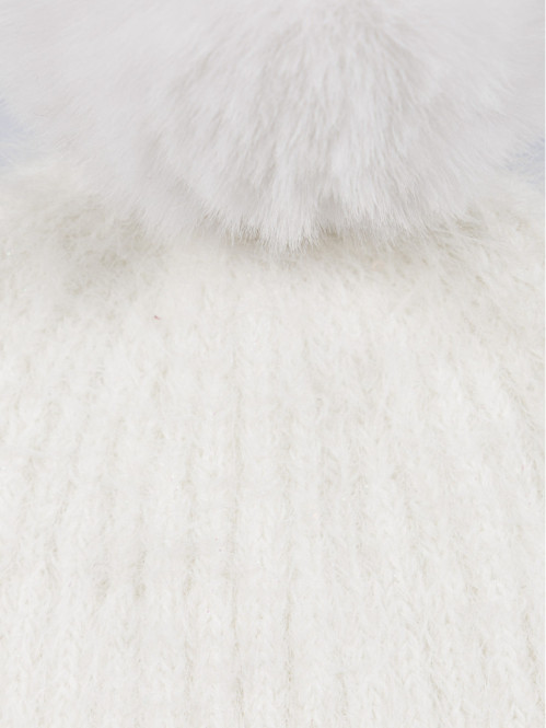 Bonnet pompons écru femme