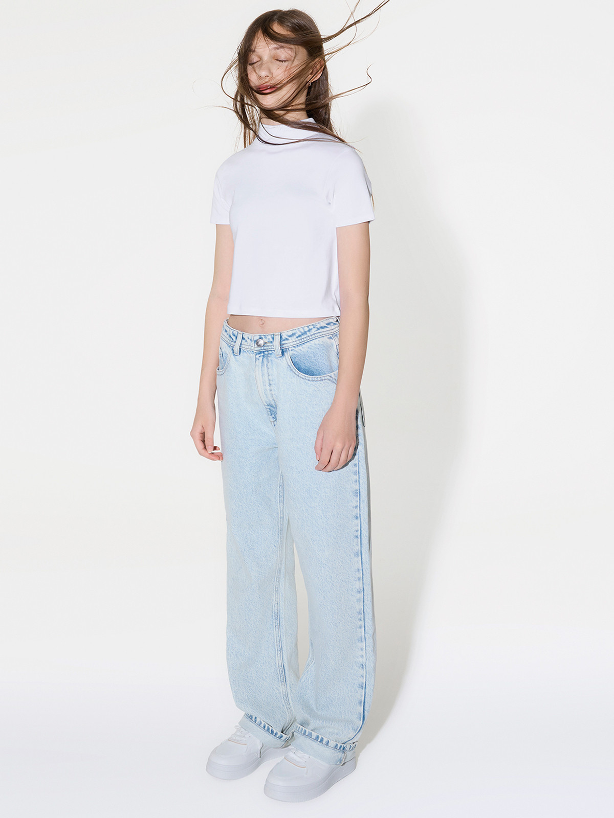 Jean straight bleached fille (XXS-M)