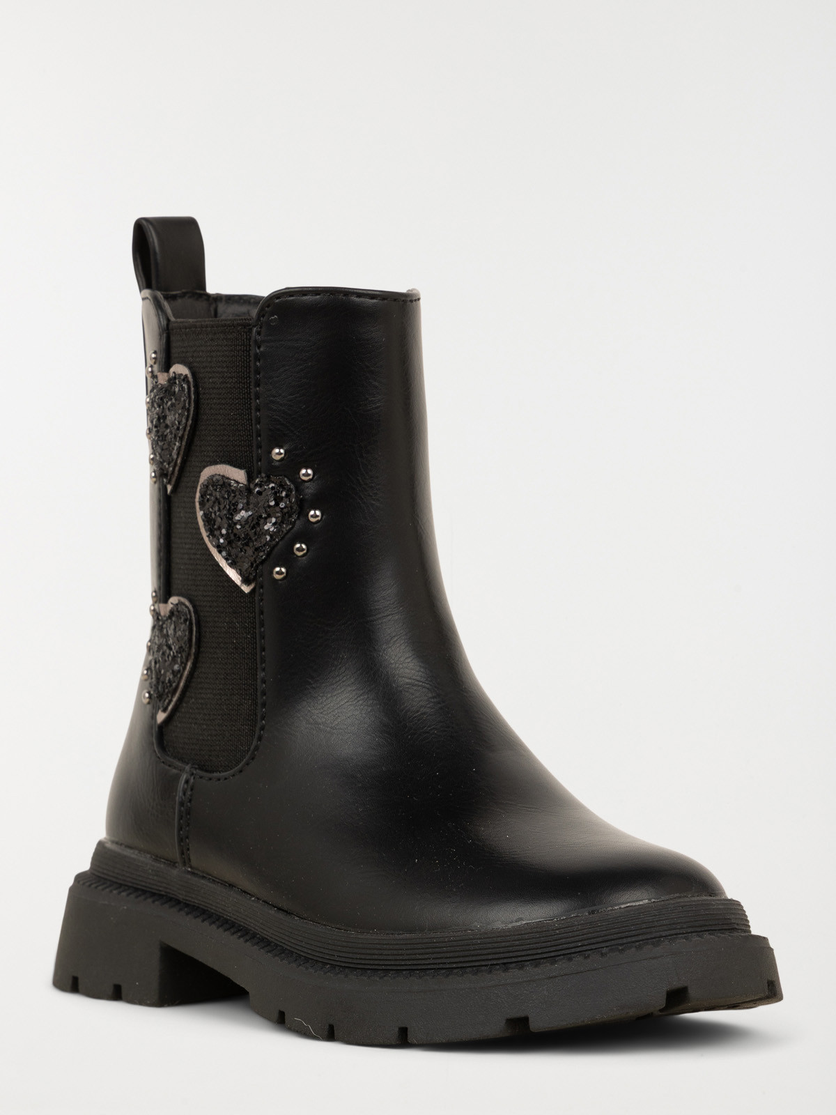 Bottines coeurs noires fille (24-30) Bottines coeurs noires fille (24-30)