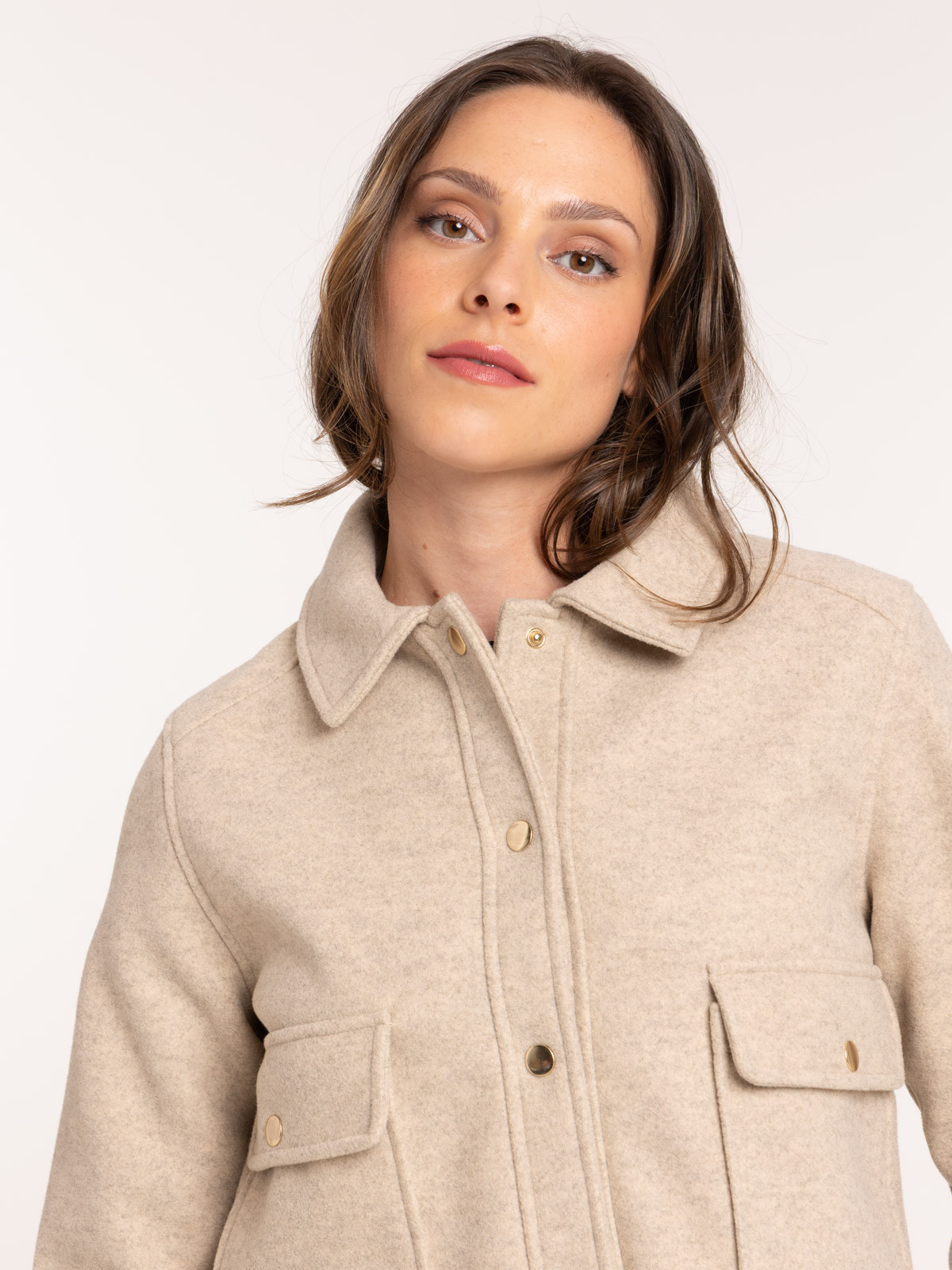 Veste courte beige grisé femme Veste courte beige grisé femme