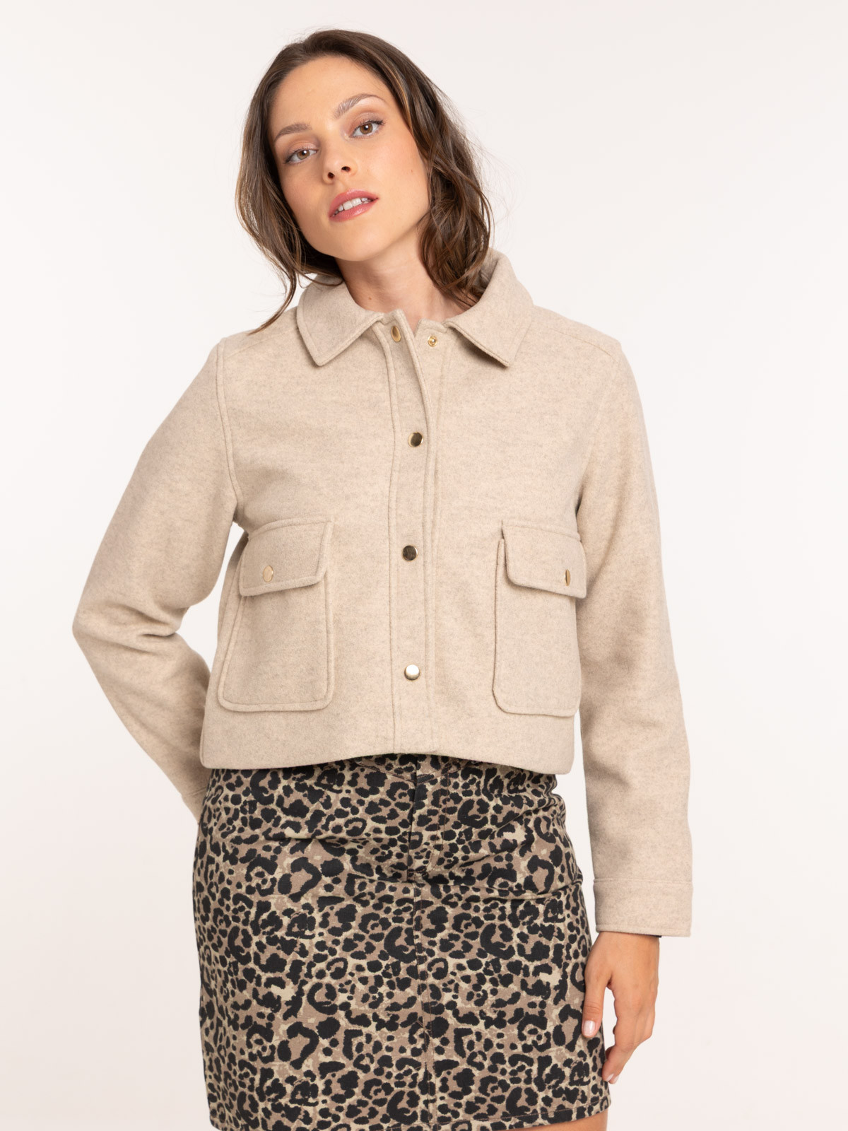 Veste courte beige grisé femme Veste courte beige grisé femme