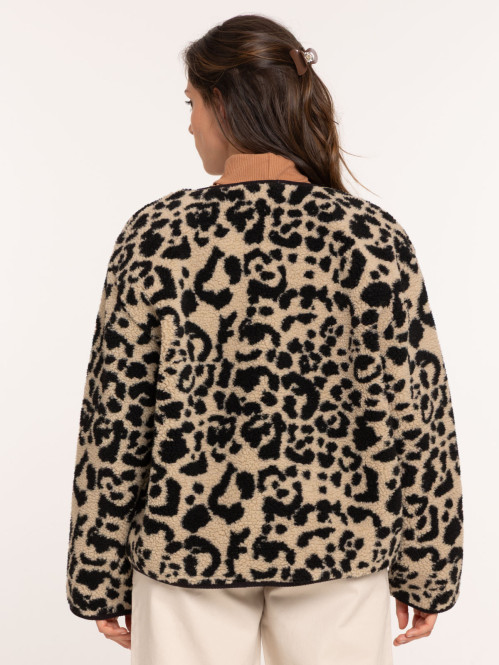 Veste boutonnée léopard femme