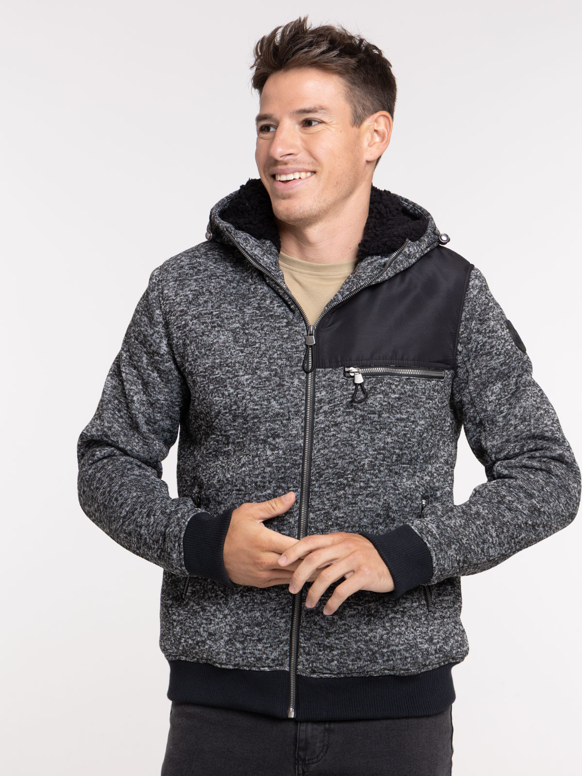 Sweat à capuche doublure sherpa homme