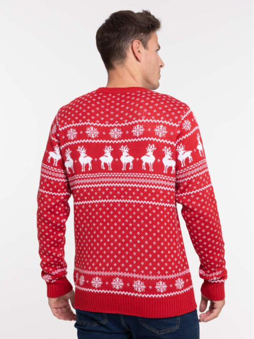 Pull de Noël rouge opéra homme