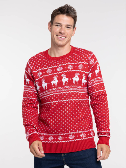 Pull de Noël rouge opéra homme