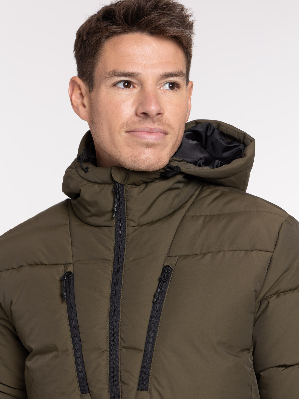 Doudoune à capuche kaki homme Doudoune à capuche kaki homme