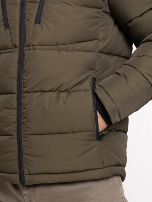 Doudoune à capuche kaki homme