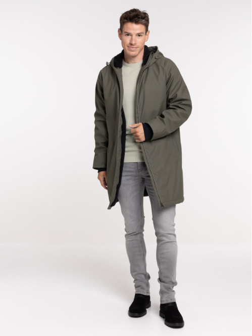 Blouson long à capuche homme