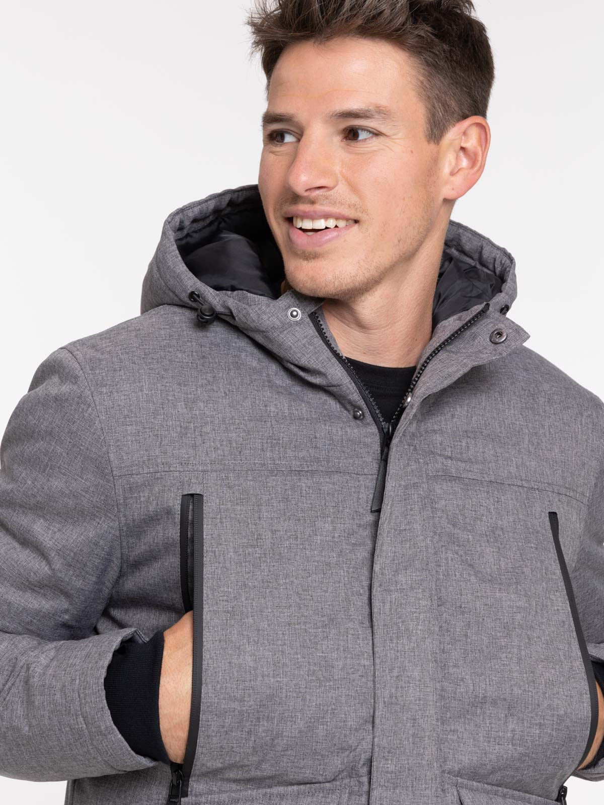 Parka à capuche gris homme Parka à capuche gris homme