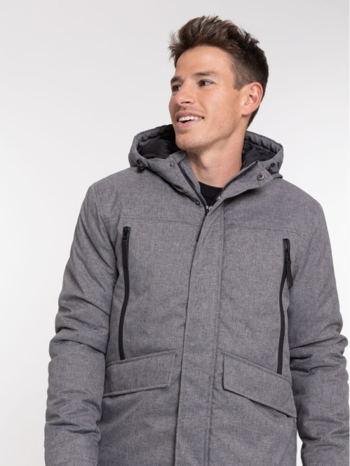 Parka à capuche gris homme