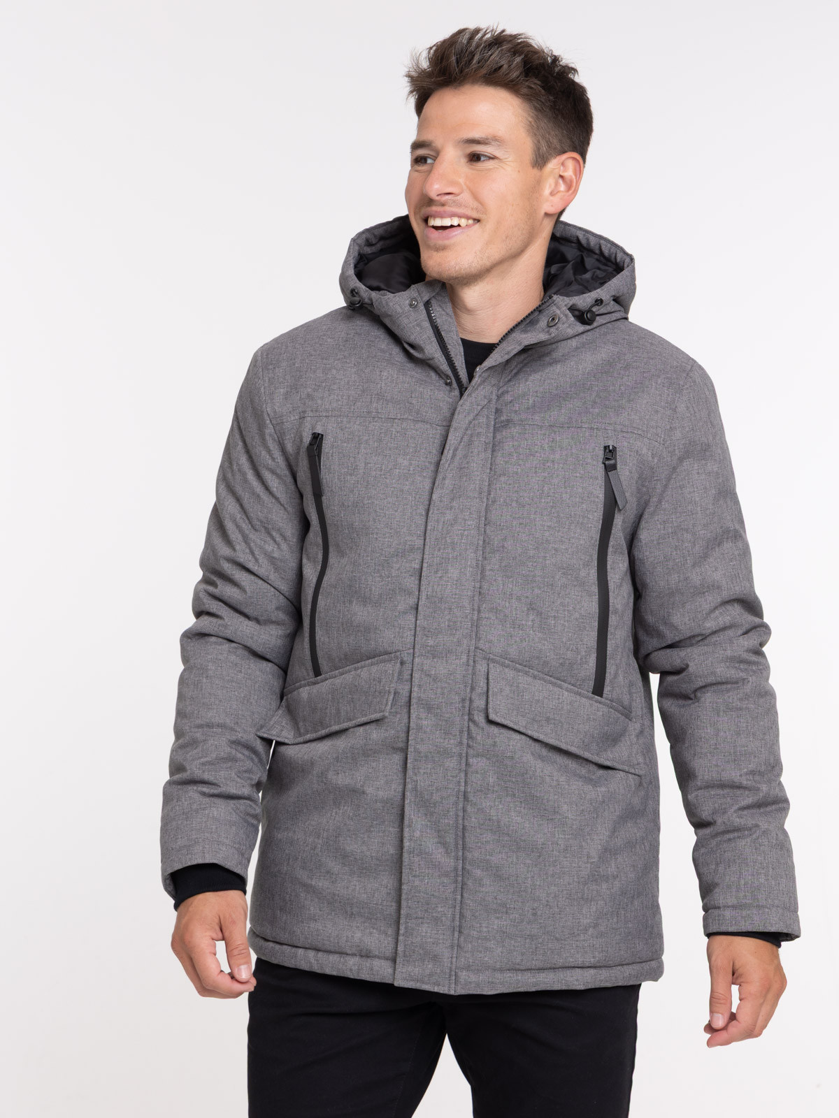 Parka à capuche gris homme Parka à capuche gris homme