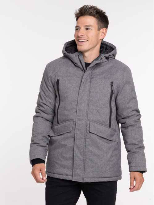 Parka à capuche gris homme
