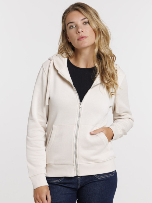 Sweat à capuche beige grisé...