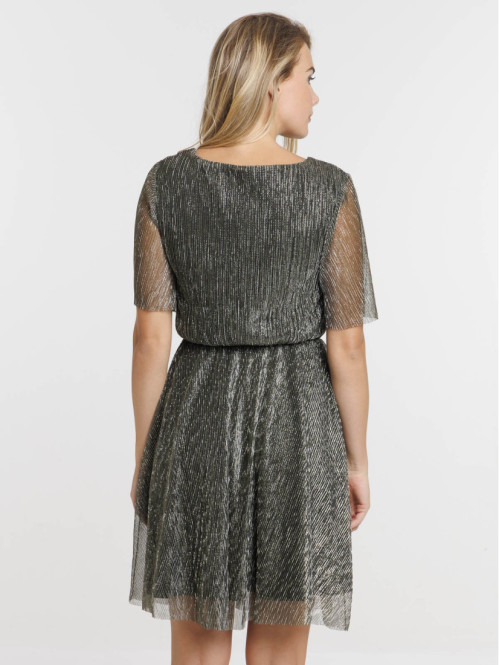 Robe courte avec fibre métallisée femme Robe courte avec fibre métallisée femme