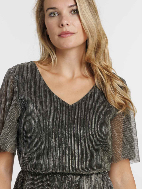 Robe courte avec fibre métallisée femme Robe courte avec fibre métallisée femme