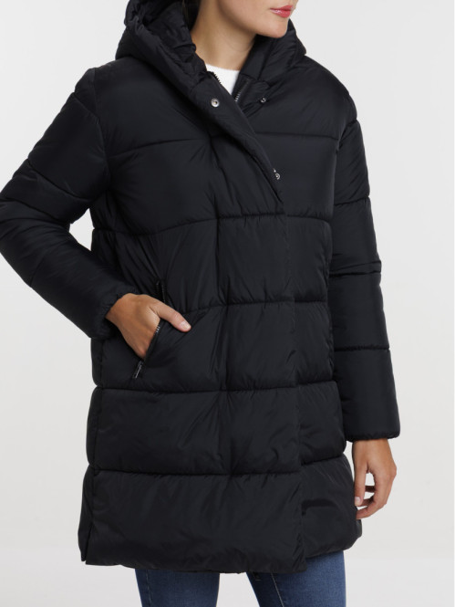 Doudoune mi-longue noire femme