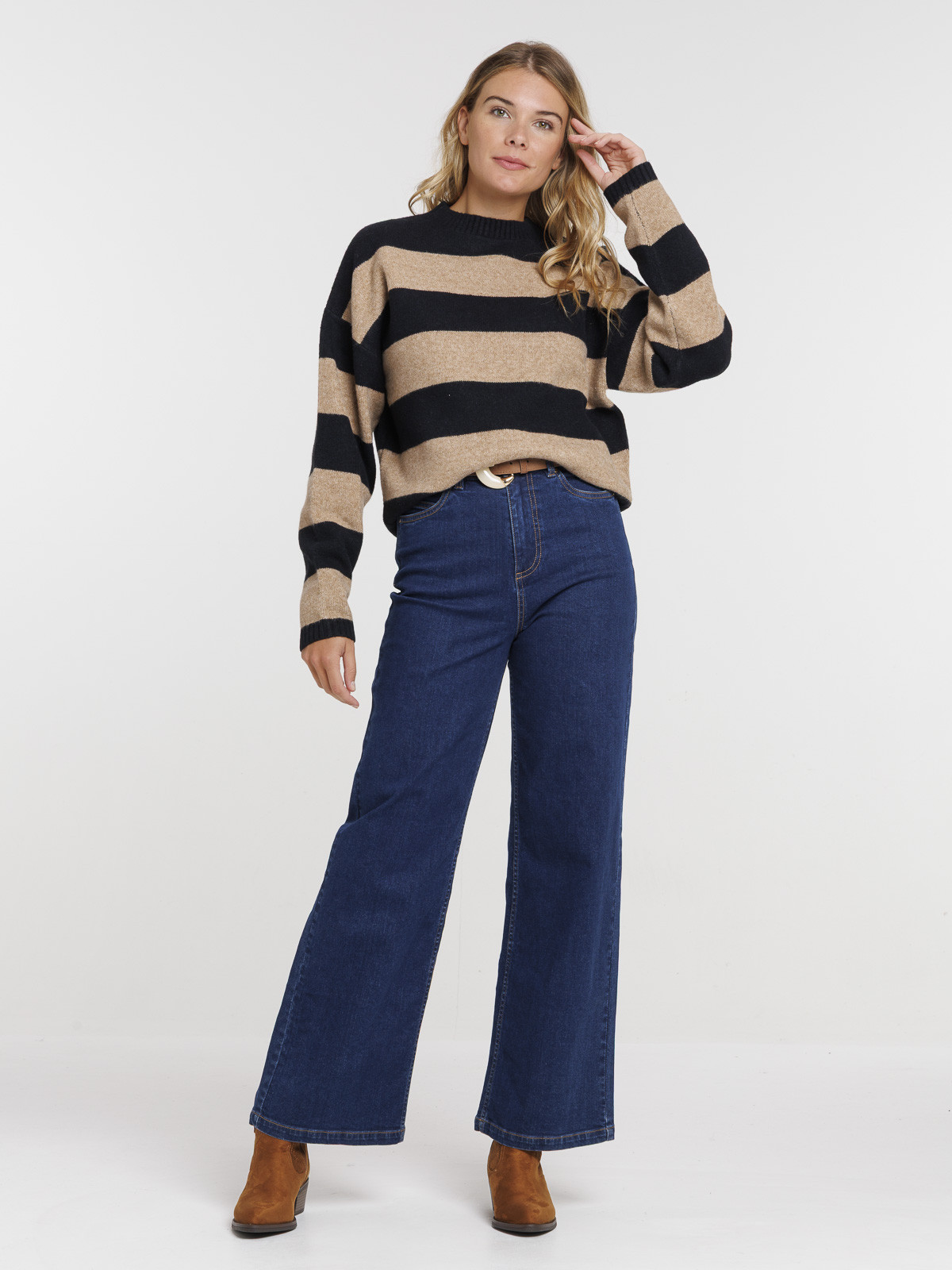 Pull rayé camel femme Pull rayé camel femme