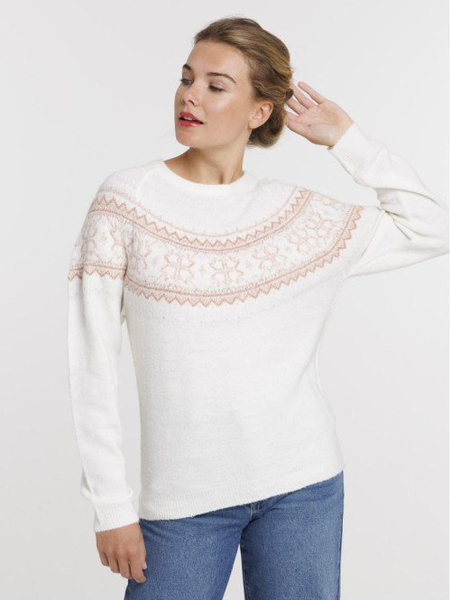 Pull de Noël écru femme