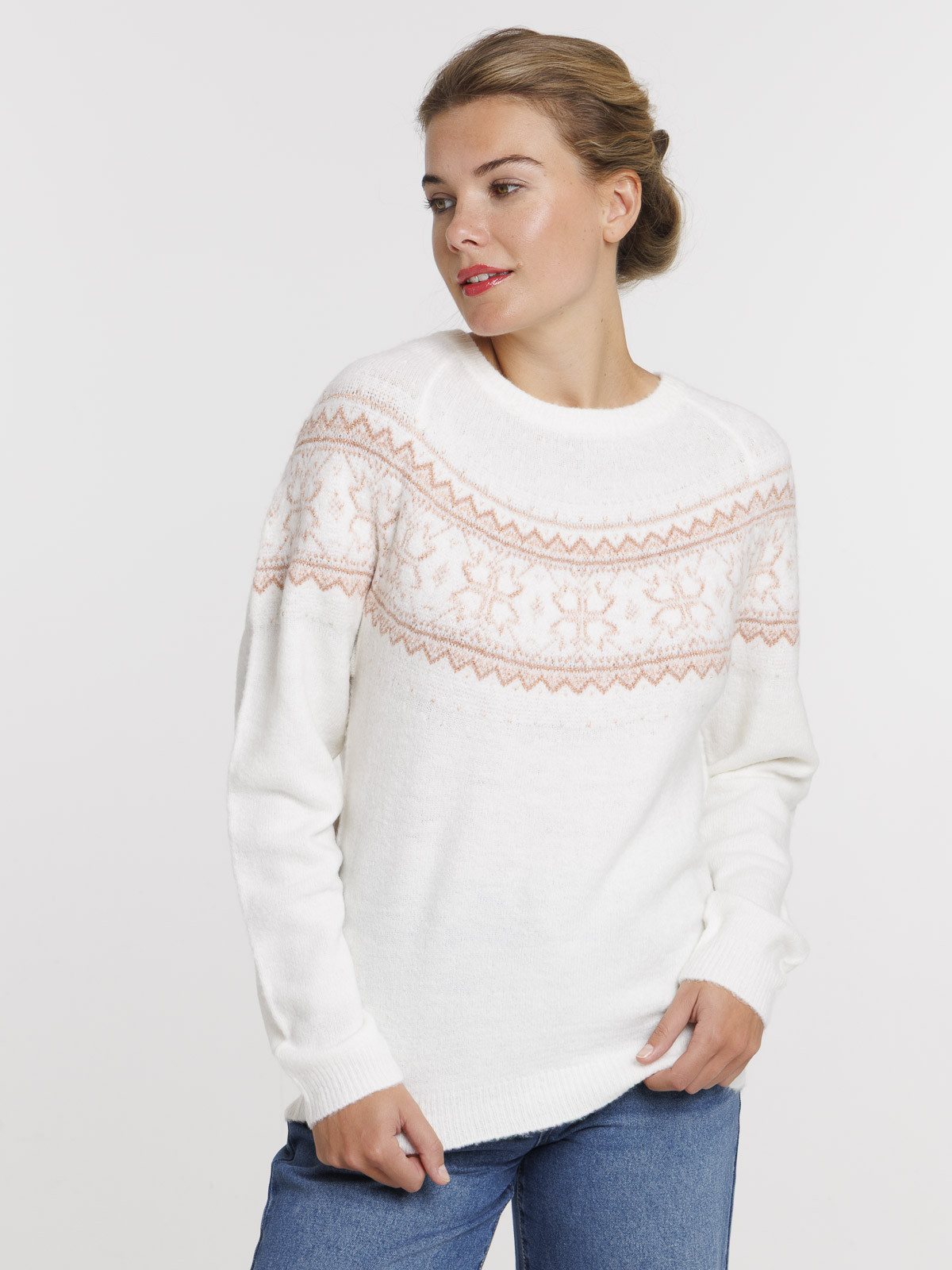 Pull de Noël écru femme