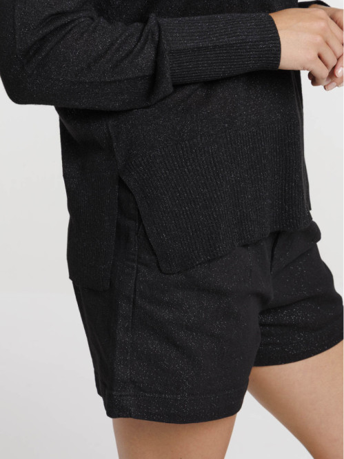 Pull brillant noir femme