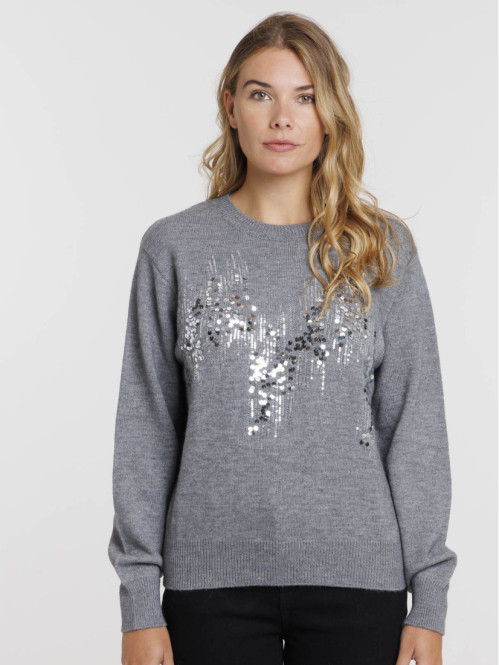Pull motif sequin manches...