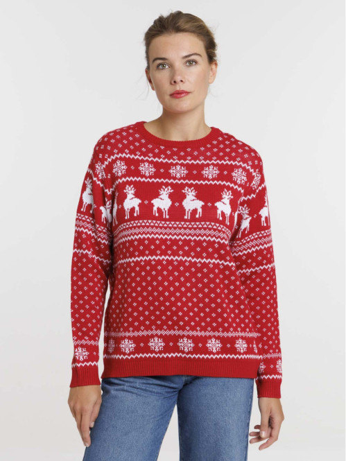 Pull de Noël rouge opéra femme Pull de Noël rouge opéra femme