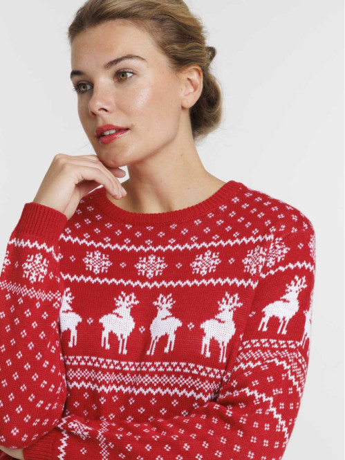 Pull de Noël rouge opéra femme Pull de Noël rouge opéra femme