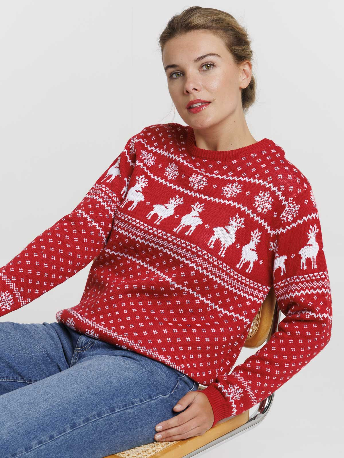 Pull de Noël rouge opéra femme Pull de Noël rouge opéra femme
