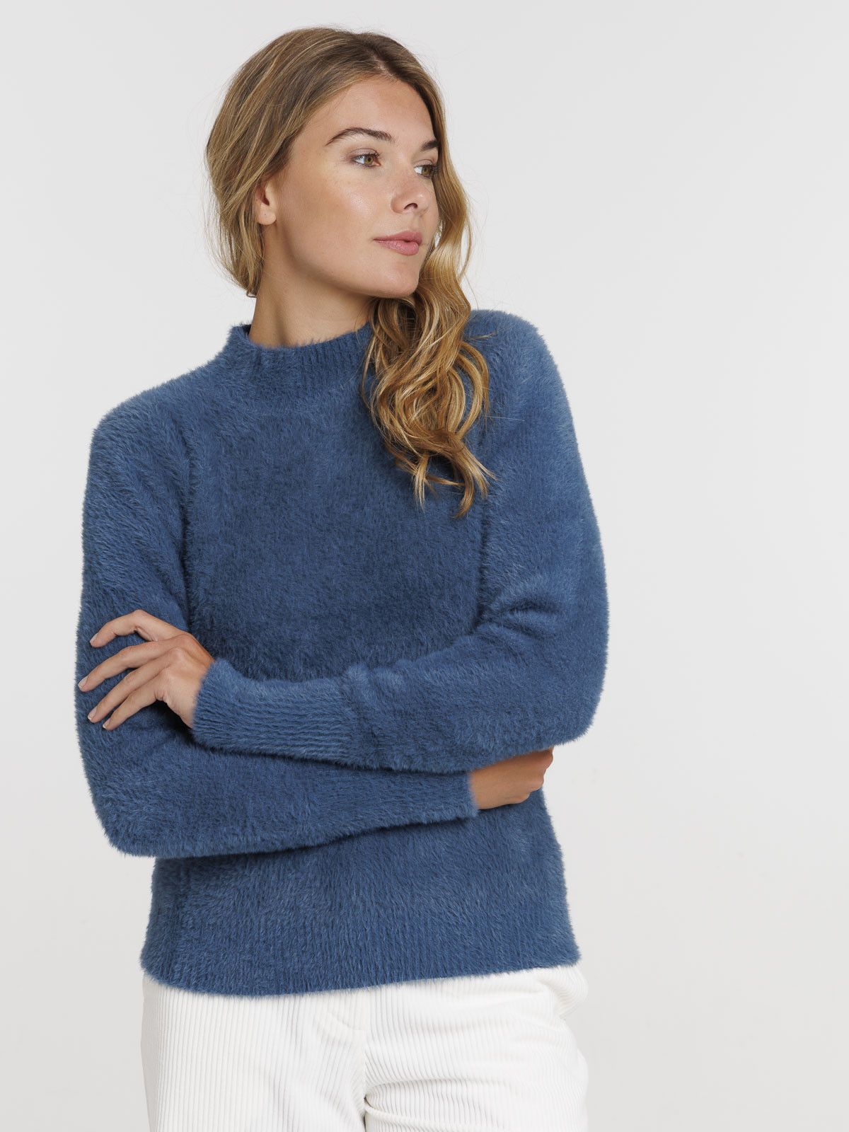 Pull col montant bleu gipsy femme Pull col montant bleu gipsy femme