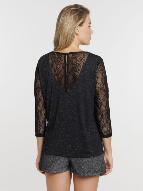 T-shirt pailleté et dentelle femme T-shirt pailleté et dentelle femme