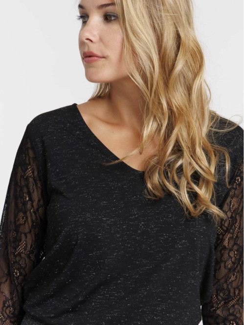 T-shirt pailleté et dentelle femme T-shirt pailleté et dentelle femme