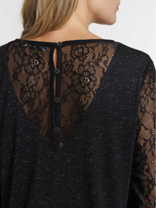 T-shirt pailleté et dentelle femme T-shirt pailleté et dentelle femme