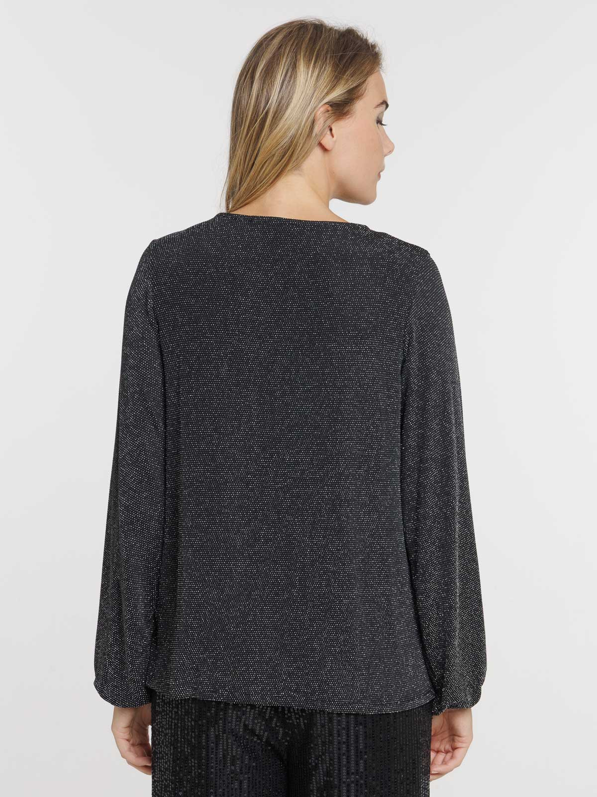 T-shirt zippé noir manches longues femme