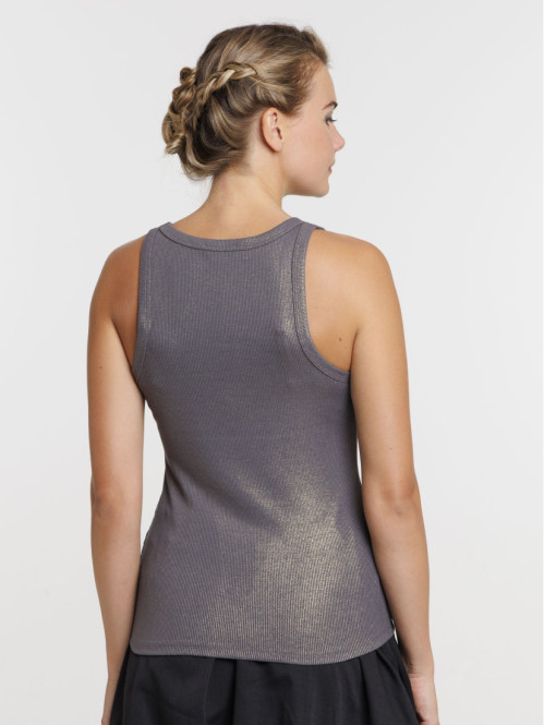 Débardeur côtelé doré femme