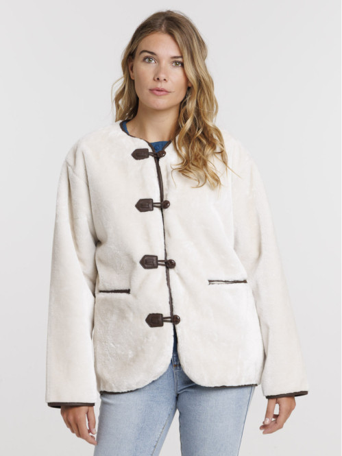 Manteau doux écru femme