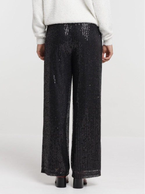Pantalon noir sequins femme