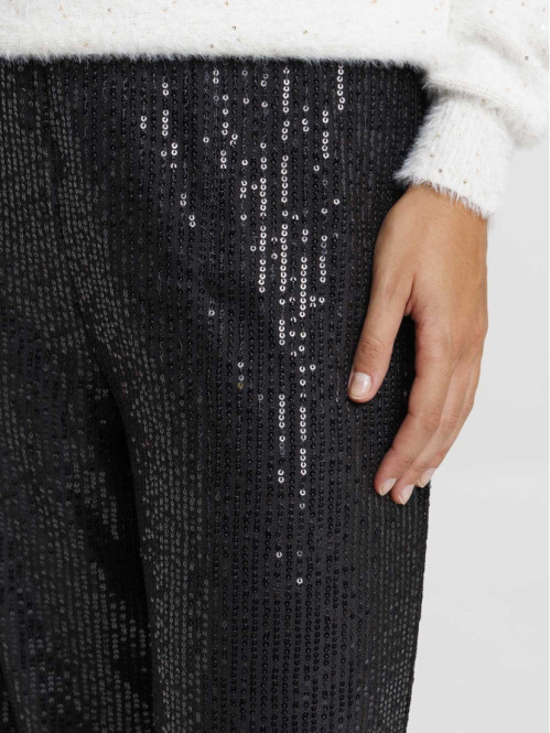 Pantalon noir sequins femme