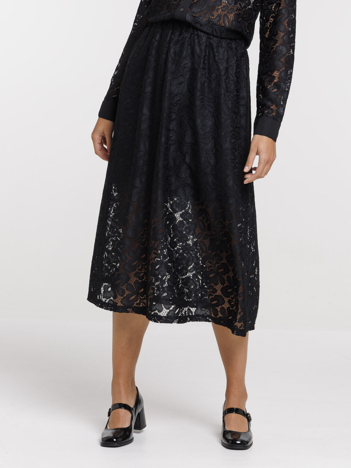 Jupe longue dentelle noire femme