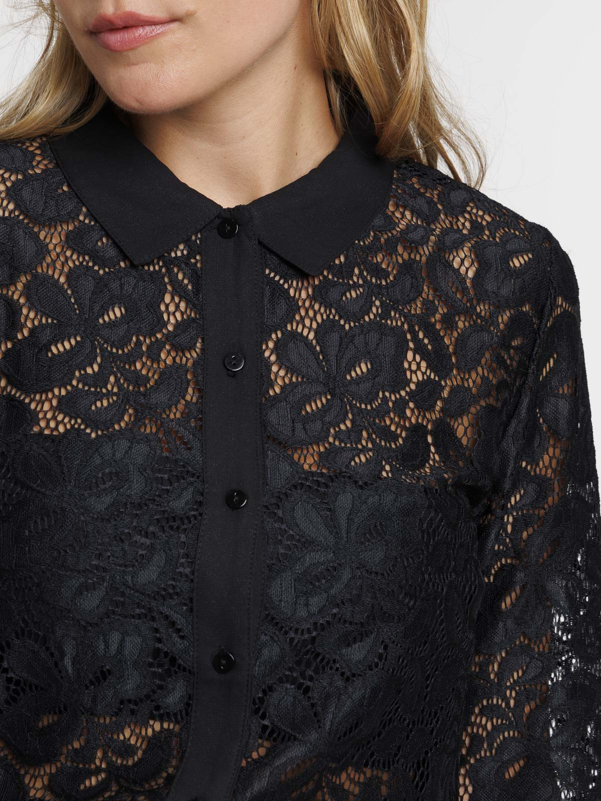Chemise dentelle femme manches longues