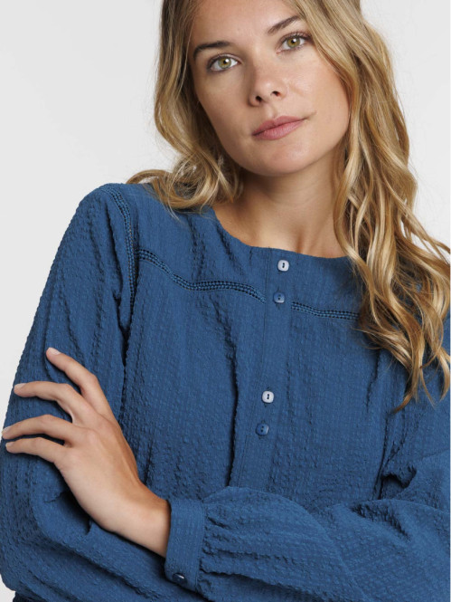 Chemise unie bleu gipsy femme Chemise unie bleu gipsy femme