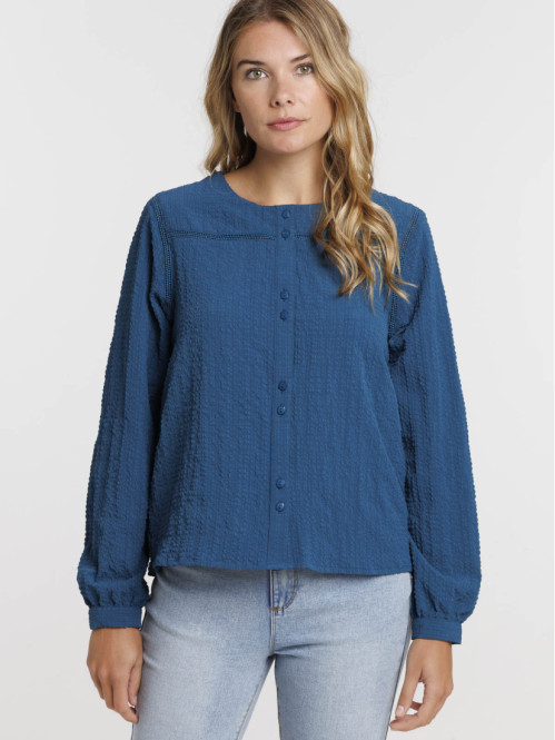 Chemise unie bleu gipsy femme Chemise unie bleu gipsy femme